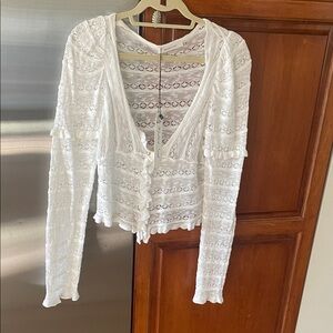 Mustard Seed White Textured Blouse